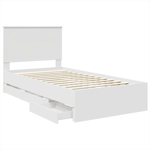 Estrutura de cama de solteiro para adultos - Branco 100 x 200 cm Madeira de Engenharia