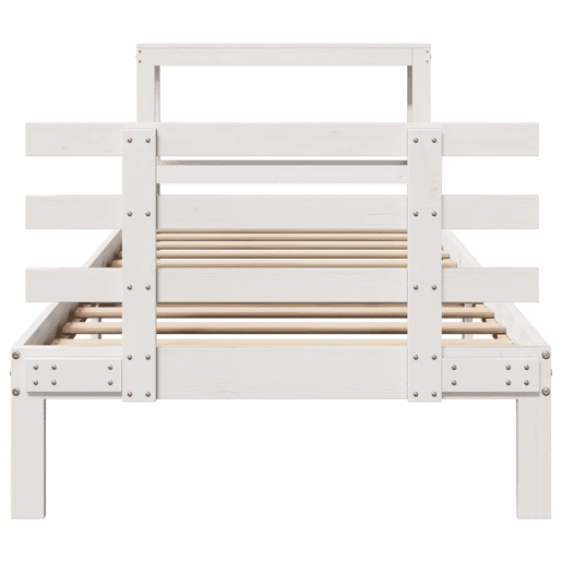 Estrutura de cama de solteiro para adultos c cabeceira 75x190 cm pinho maciço Estrutura de cama de solteiro para adultos c cabeceira 75x190 cm pinho maciço