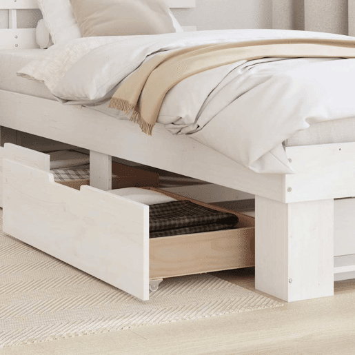 Estrutura de cama de solteiro para adultos Branco 75 x 190 cm Madeira de Pinheiro Sólida