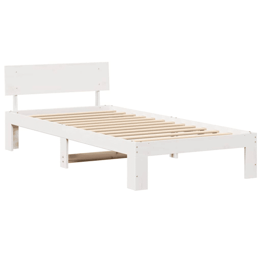Estrutura de cama de solteiro para adultos com Cabeceira - Branco 100 x 200 cm
