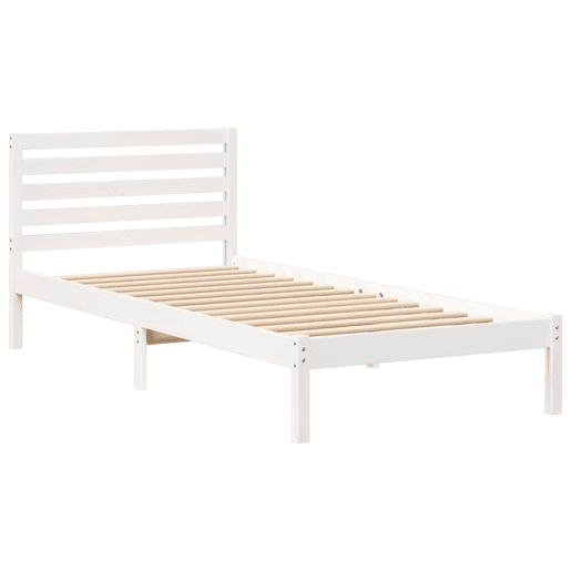 Estrutura de cama de solteiro para adultos - Branco 80 x 220 cm Madeira de Pinheiro Sólida