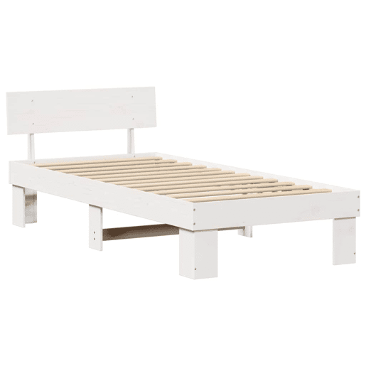 Estrutura de cama de solteiro para adultos - Branco 80 x 200 cm Madeira de Pinheiro Sólida