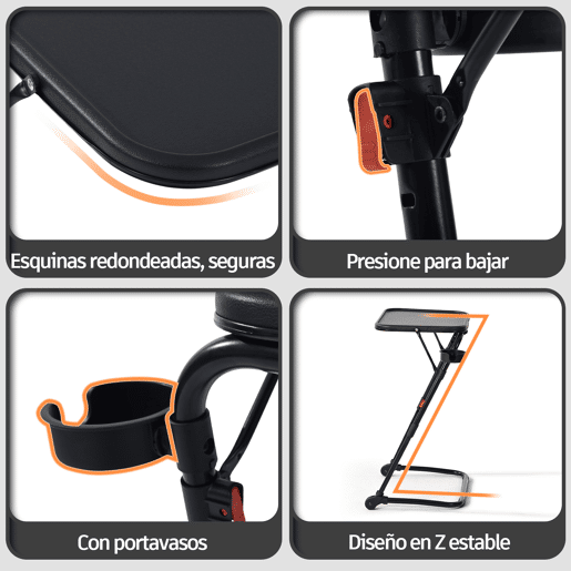 MEUBLES COSY Conjunto de Mesa de Apoio Dobrável com Porta-copos e Altura Ajustável e Cadeira de Escritório Giratória de Veludo Verde