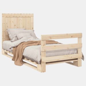 Estrutura de cama de solteiro para adultos com cabeceira 90x200 cm pinho maciço