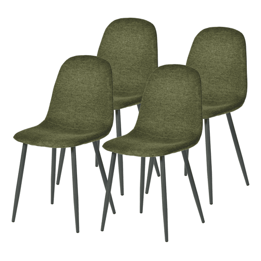 MEUBLES COSY Conjunto de 4 Cadeiras de Jantar em Linho, Pés Metálicos com Revestimento em Pó, Estilo Escandinavo, Sem Apoios de Braços, Verde Oscuro