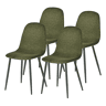 MEUBLES COSY Conjunto de 4 Cadeiras de Jantar em Linho, Pés Metálicos com Revestimento em Pó, Estilo Escandinavo, Sem Apoios de Braços, Verde Oscuro