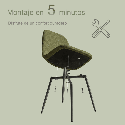 MEUBLES COSY Conjunto de 4 Cadeiras de Jantar em Linho, Pés Metálicos com Revestimento em Pó, Estilo Escandinavo, Sem Apoios de Braços, Verde Oscuro