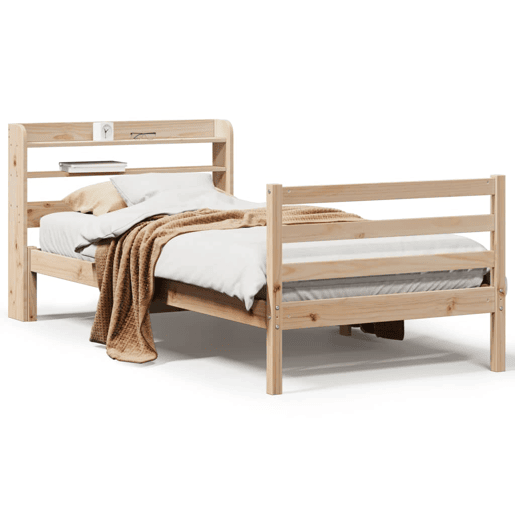 Estrutura de cama de solteiro para adultos com cabeceira 100x200cm pinho maciço Estrutura de cama de solteiro para adultos com cabeceira 100x200cm pinho maciço