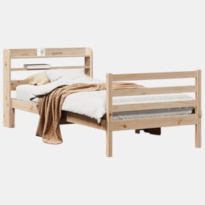 Estrutura de cama de solteiro para adultos com cabeceira 100x200cm pinho maciço