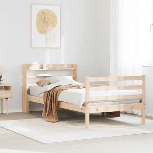 Estrutura de cama de solteiro para adultos com cabeceira 100x200cm pinho maciço Estrutura de cama de solteiro para adultos com cabeceira 100x200cm pinho maciço
