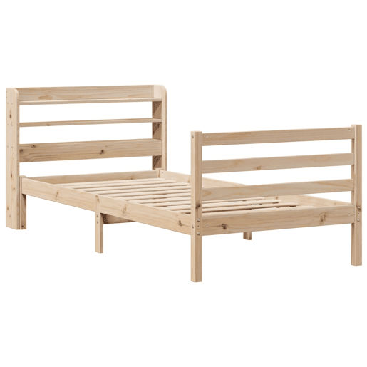 Estrutura de cama de solteiro para adultos com cabeceira 100x200cm pinho maciço Estrutura de cama de solteiro para adultos com cabeceira 100x200cm pinho maciço