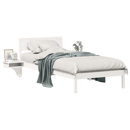 Estrutura de cama de solteiro para adultos - Branco 90 x 190 cm Madeira de Pinheiro Sólida
