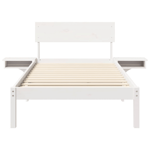 Estrutura de cama de solteiro para adultos - Branco 90 x 190 cm Madeira de Pinheiro Sólida