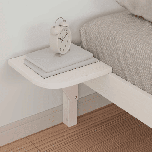 Estrutura de cama de solteiro para adultos com Mesas Laterais Branco 80 x 220 cm