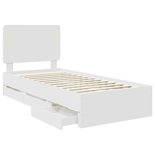 Estrutura de cama de solteiro para adultos - Branco 100 x 200 cm Madeira de Engenharia