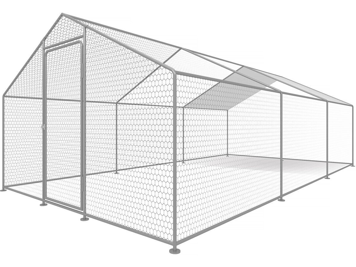Gallinero 18 m² parque de malla metálica 6 x 3 x 2 m acero galvanizado