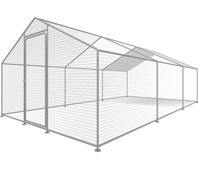 Gallinero 18 m² parque de malla metálica 6 x 3 x 2 m acero galvanizado
