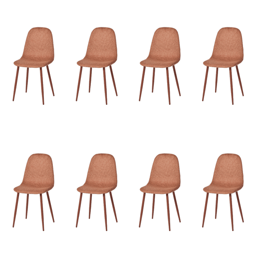MEUBLES COSY Conjunto de 8 Cadeiras de Jantar em Linho, Pés Metálicos com Revestimento em Pó, Estilo Escandinavo, Sem Apoios de Braços, Terracota