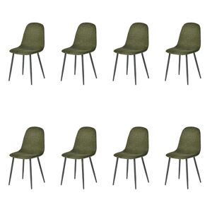 MEUBLES COSY Conjunto de 8 Cadeiras de Jantar em Linho, Pés Metálicos com Revestimento em Pó, Estilo Escandinavo, Sem Apoios de Braços, Verde Oscuro