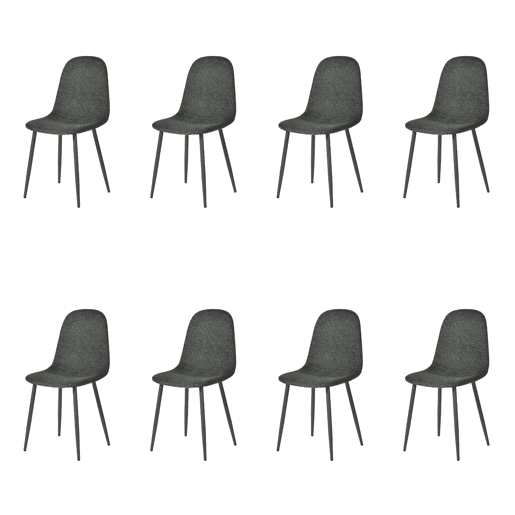 MEUBLES COSY Conjunto de 8 Cadeiras de Jantar em Linho, Pés Metálicos com Revestimento em Pó, Estilo Escandinavo, Sem Apoios de Braços, Gris Medio