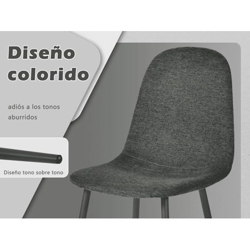 MEUBLES COSY Conjunto de 8 Cadeiras de Jantar em Linho, Pés Metálicos com Revestimento em Pó, Estilo Escandinavo, Sem Apoios de Braços, Gris Medio