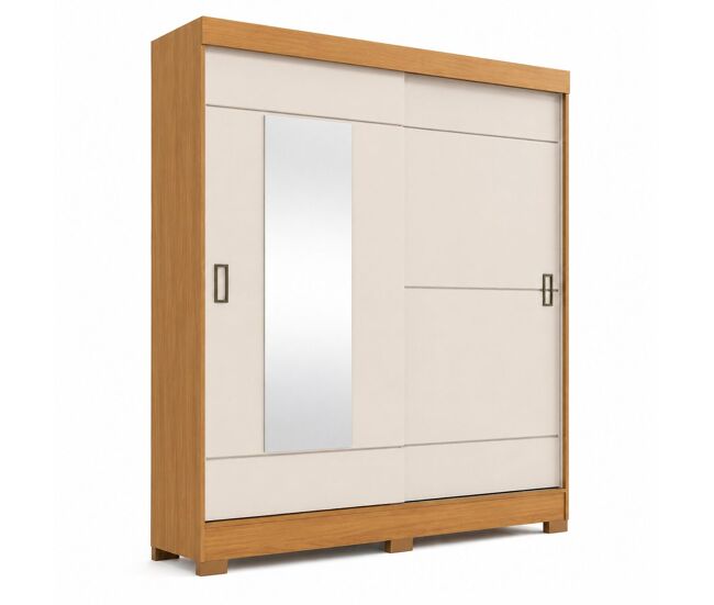 Armario ropero con cajones bayron - natural roble canela / beige