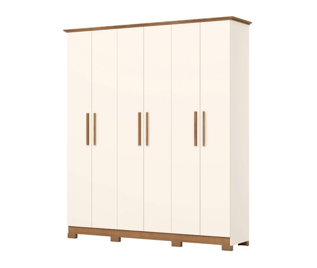 Armario vestidor 6 puertas crisol - crema / natural
