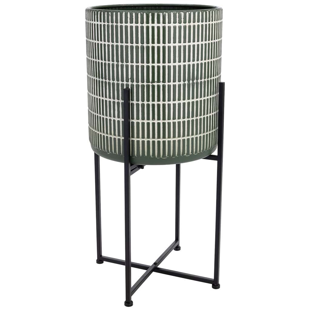 Macetero de metal verde 33x33x71h cm