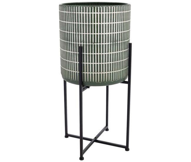 Macetero de metal verde 33x33x71h cm