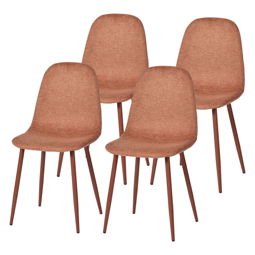 MEUBLES COSY Conjunto de 4 Cadeiras de Jantar em Linho, Pés Metálicos com Revestimento em Pó, Estilo Escandinavo, Sem Apoios de Braços, Terracota