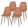 MEUBLES COSY Conjunto de 4 Cadeiras de Jantar em Linho, Pés Metálicos com Revestimento em Pó, Estilo Escandinavo, Sem Apoios de Braços, Terracota