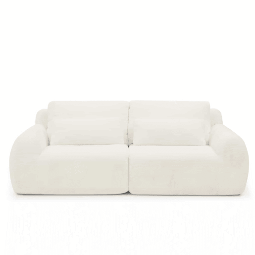 Sofá de 2 lugares - tecido felpudo macio estilo coelho, alta resiliência, porta USB, bolso lateral para revistas - Bege