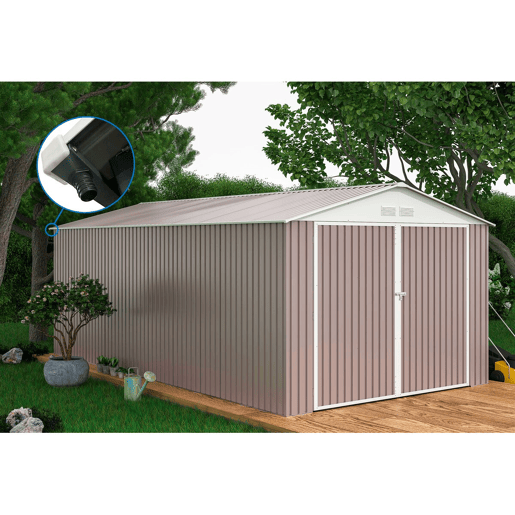 Garagem metálica evada - 15,36m² com calha Garagem metálica evada - 15,36m² com calha