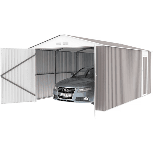 Garagem metálica evada - 15,36m² com calha Garagem metálica evada - 15,36m² com calha