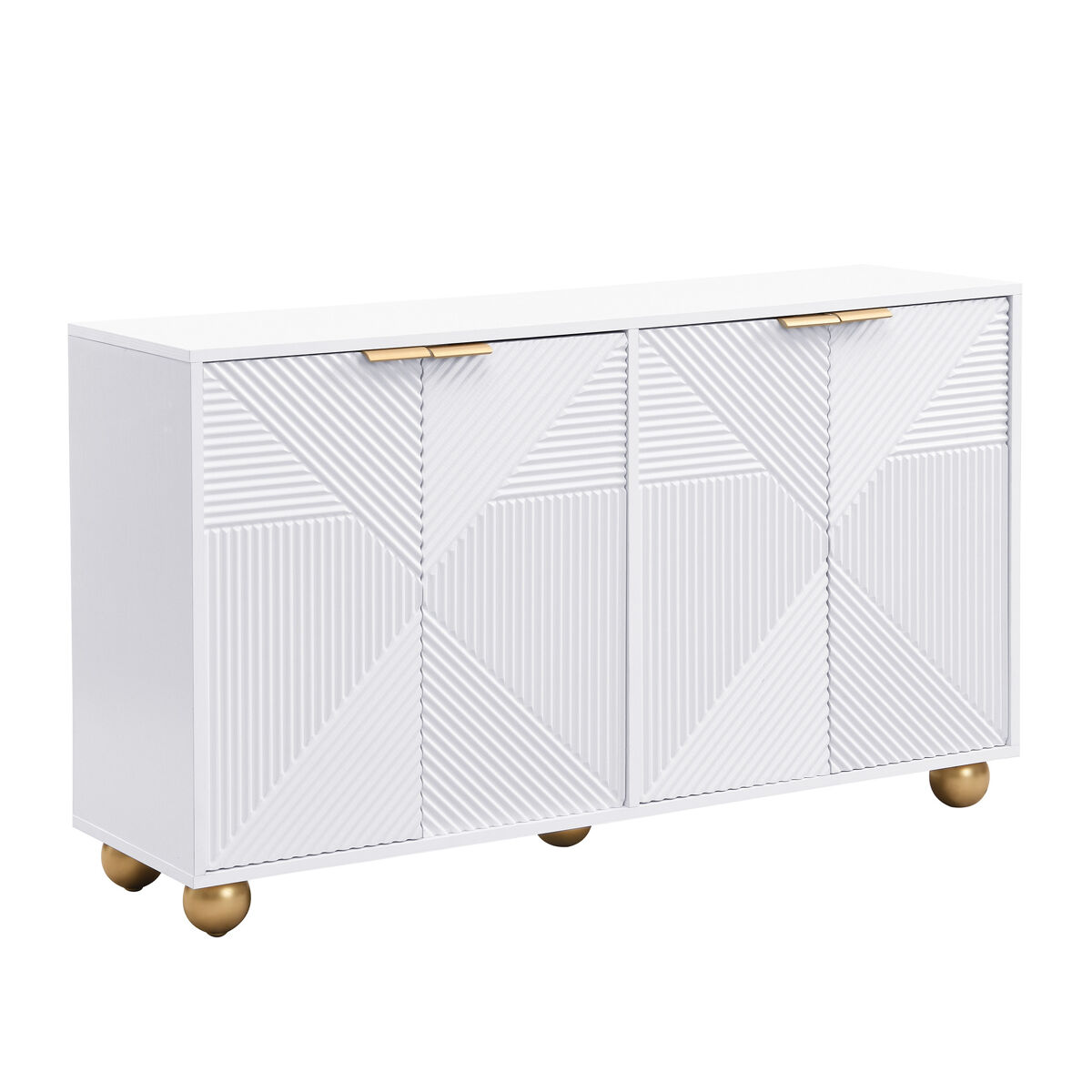Aparador de 4 Puertas con Relieve y Estantes Ajustables