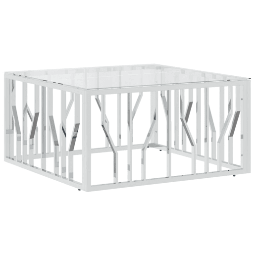 Mesa de Centro, Mesa baixa, 80x80x40 cm aço inoxidável e vidro