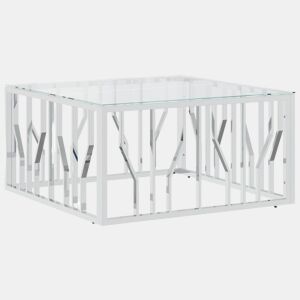Mesa de Centro, Mesa baixa, 80x80x40 cm aço inoxidável e vidro