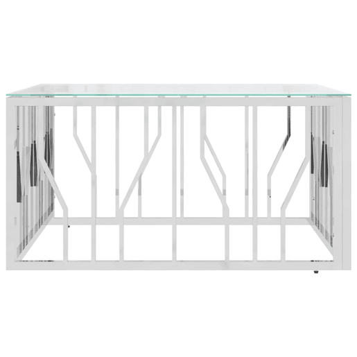 Mesa de Centro, Mesa baixa, 80x80x40 cm aço inoxidável e vidro