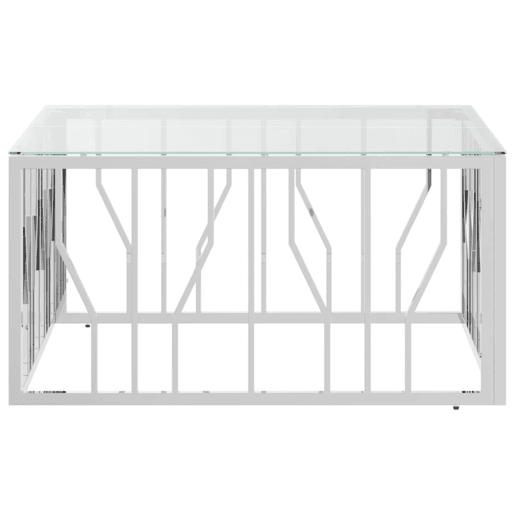 Mesa de Centro, Mesa baixa, 80x80x40 cm aço inoxidável e vidro