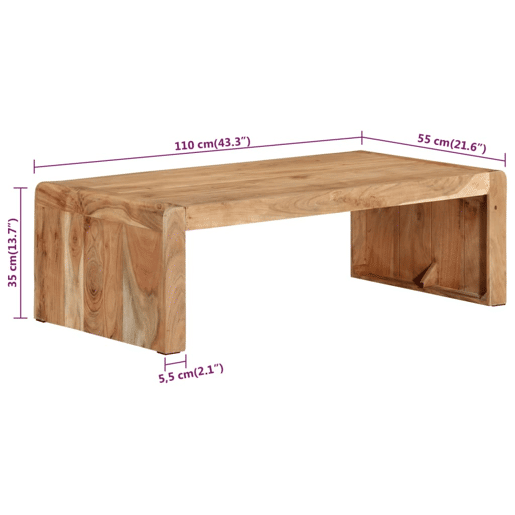 Mesa de Centro, Mesa baixa, 110x55x35 cm madeira de acácia maciça Mesa de Centro, Mesa baixa, 110x55x35 cm madeira de acácia maciça