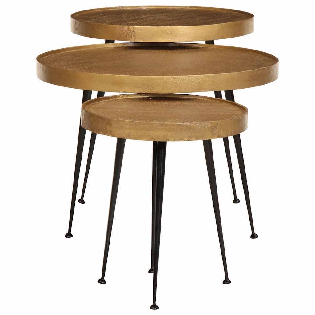 3 pzs Mesas de Café - Mesas de Centro 55x55 Negro/ Dorado