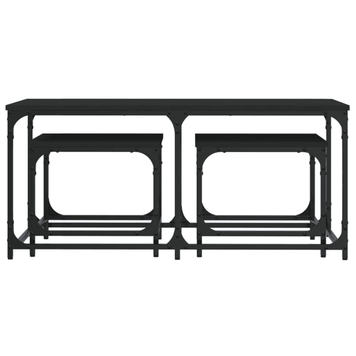 3 pcs Mesas de Centro - Mesas baixas de encastrar derivados de madeira preto