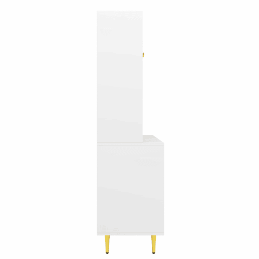 Armário de sala de jantar moderno 145x39x171 cm - Portas de vidro Chambray, prateleira para copos de vinho, armazenamento em camadas - Branco