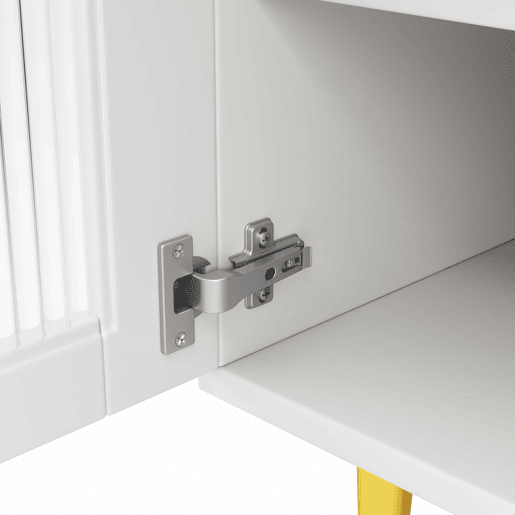 Armário de sala de jantar moderno 145x39x171 cm - Portas de vidro Chambray, prateleira para copos de vinho, armazenamento em camadas - Branco