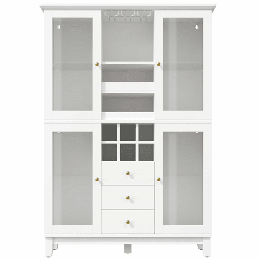 Adega 180,5 x 120 x 40 cm - iluminação LED controlada por aplicação, 3 gavetas, suporte para copos e garrafas - branco