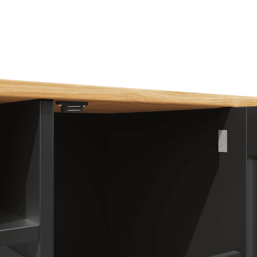 Ilha de cozinha - Mesa de jantar com superfície de trabalho, prateleira para vinhos, com rodas - Preto