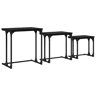 Mesa de Café Empilhável 3 pcs Carvalho preto Madeira processada