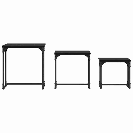 Mesa de Café Empilhável 3 pcs Carvalho preto Madeira processada Mesa de Café Empilhável 3 pcs Carvalho preto Madeira processada
