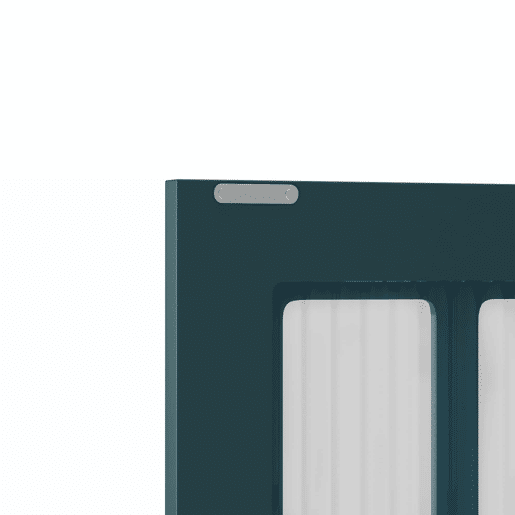 Armário de parede para casa de banho - 3 portas com arrumação aberta e oculta, porta de vidro e barra para toalhas - Verde escuro