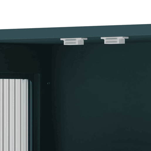 Armário de parede para casa de banho - 3 portas com arrumação aberta e oculta, porta de vidro e barra para toalhas - Verde escuro
